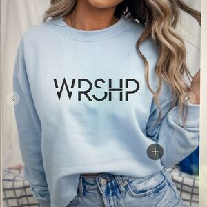 Light Blue WRSHP Crewneck Sweatshirt